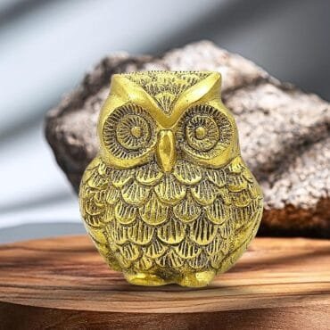 Brass Owl Statue for Vastu Feng Shui Good Luck Symbol of Wisdom Protection for Home Office